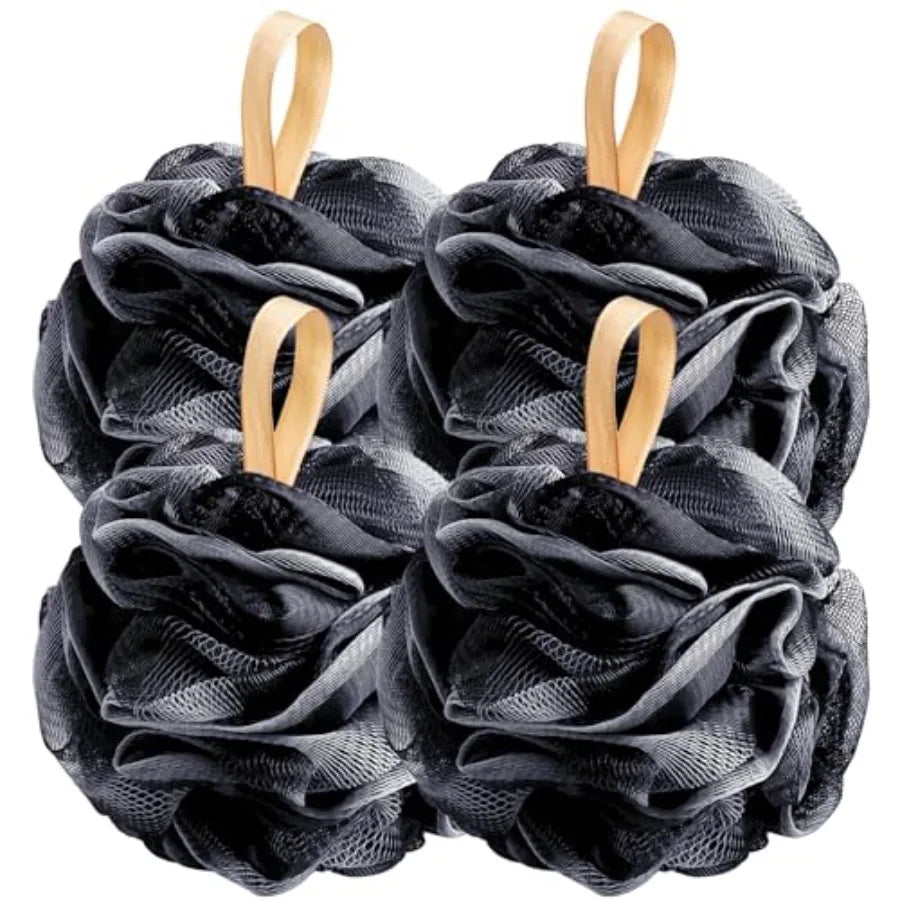 Loofah Bath Sponge Set Exfoliating Mesh Body Scrubber Pouf