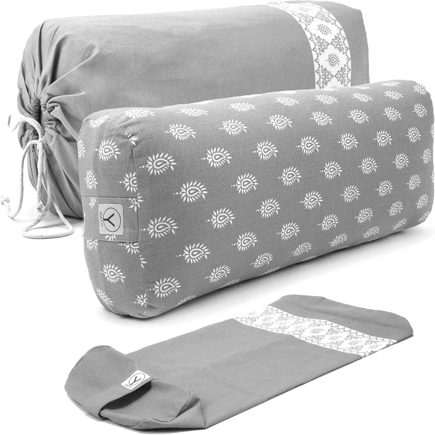 Y O GAYO Yoga Bolster Cotton Pillow With Carry Bag
