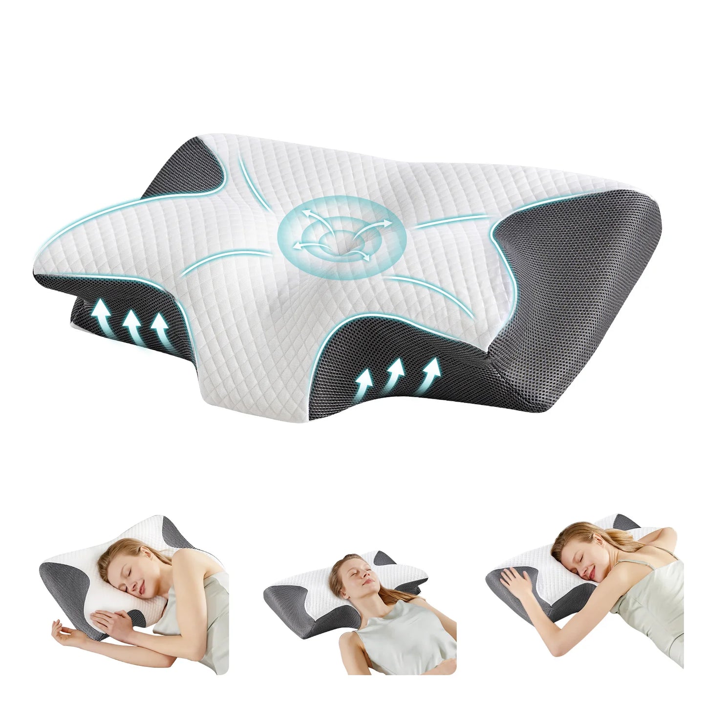 JHK Ergonomic Memory Foam Cervical Pillow With Cooling Cover