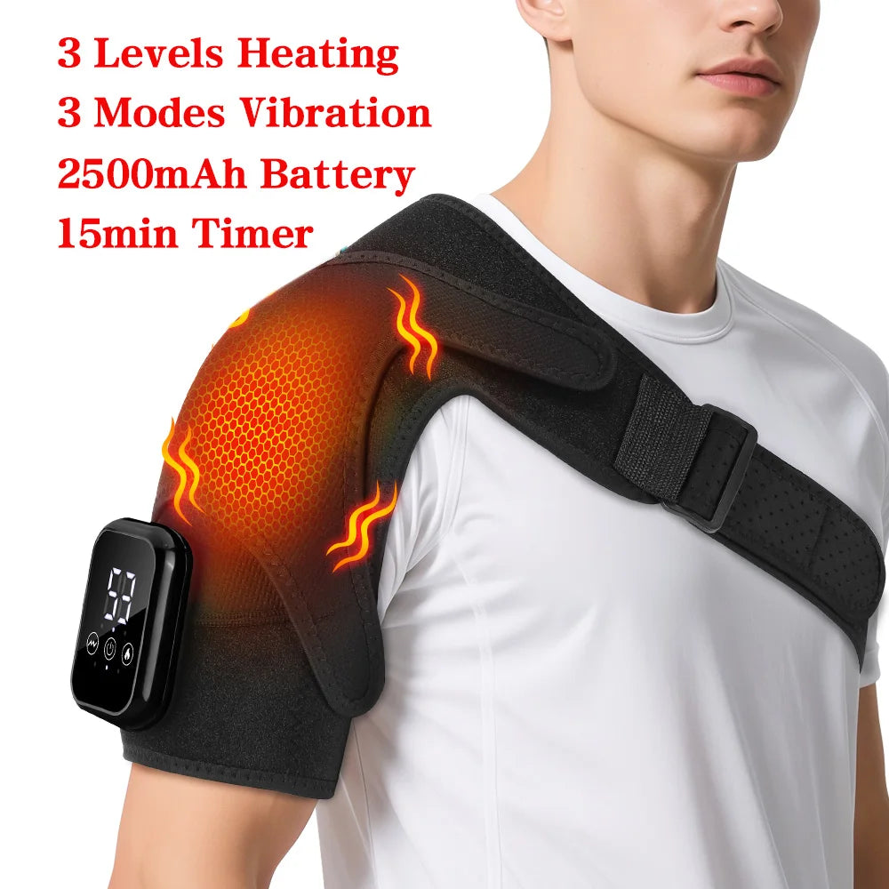 Hailicare Adjustable Heating Shoulder Brace With Vibration Massager