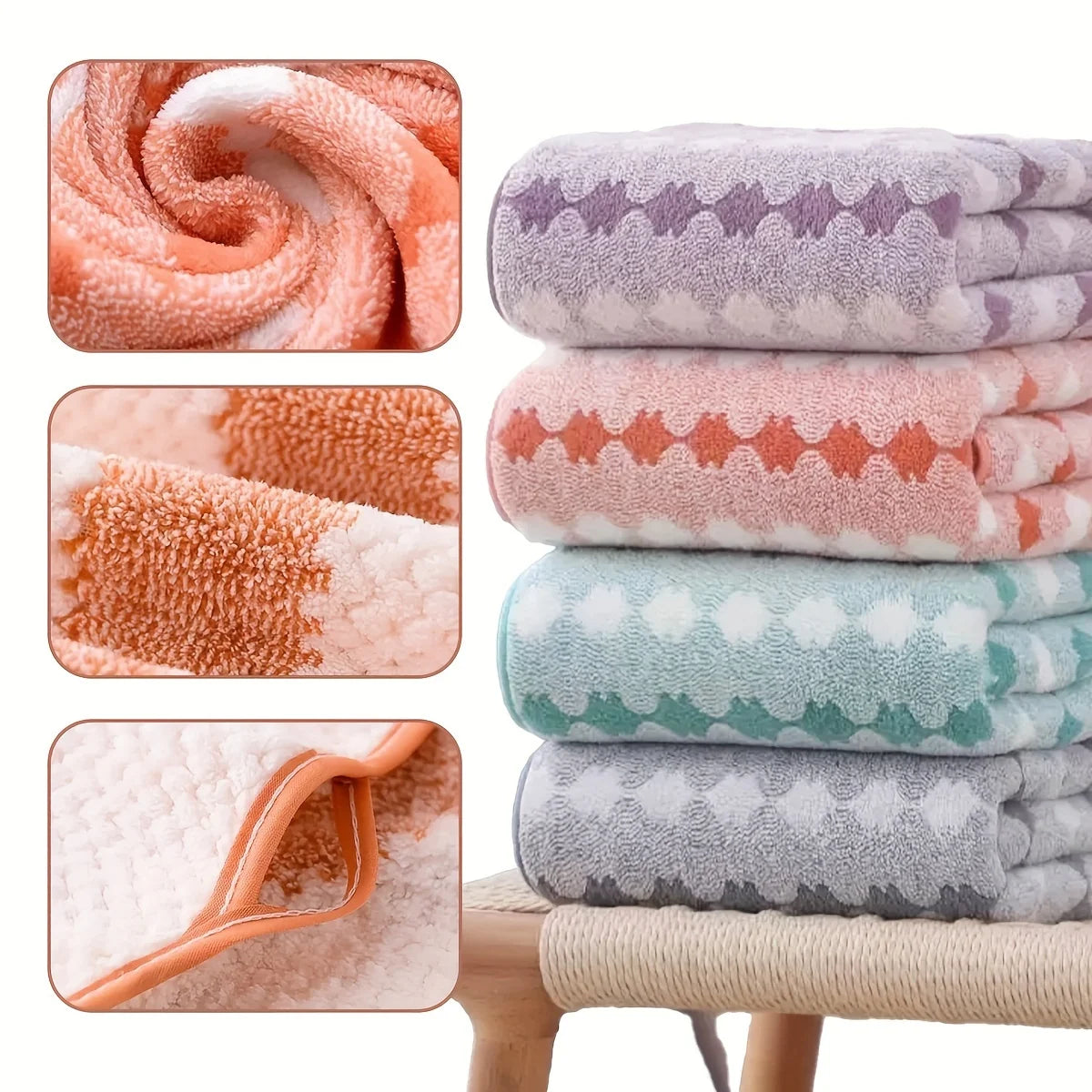 NONE CN Ultra Thick Plush Bathroom and Face Towel Set