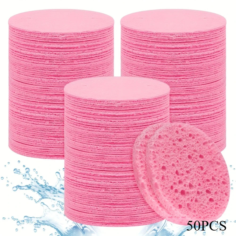 Compressed Facial Sponges 50Pcs Set For Cleansing Makeup Removal Exfoliation