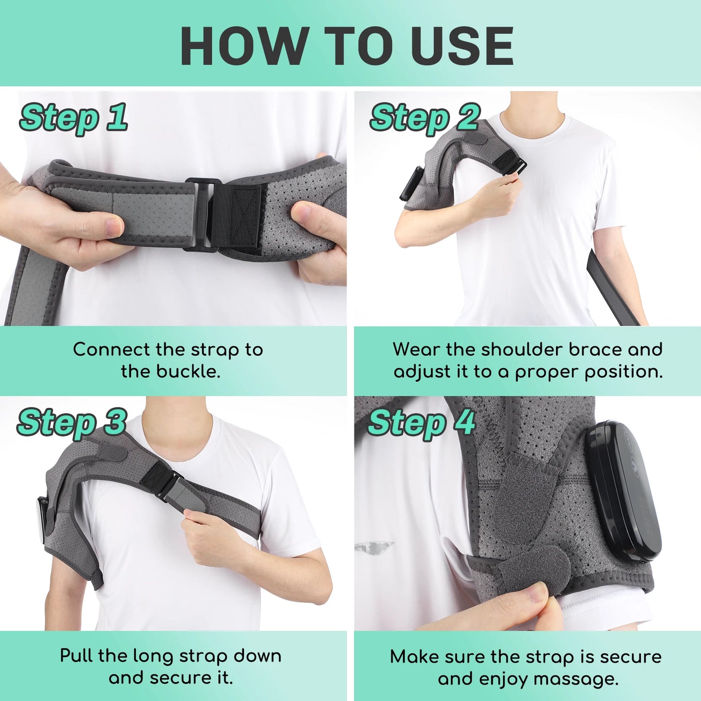 Hailicare Adjustable Heating Shoulder Brace With Vibration Massager