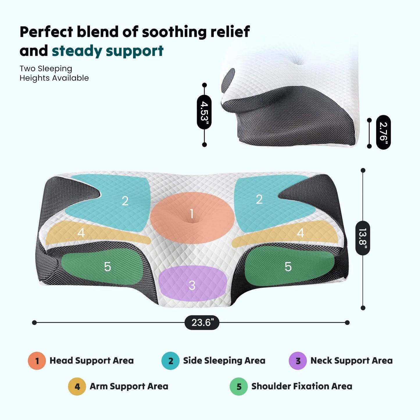 JHK Ergonomic Memory Foam Cervical Pillow With Cooling Cover