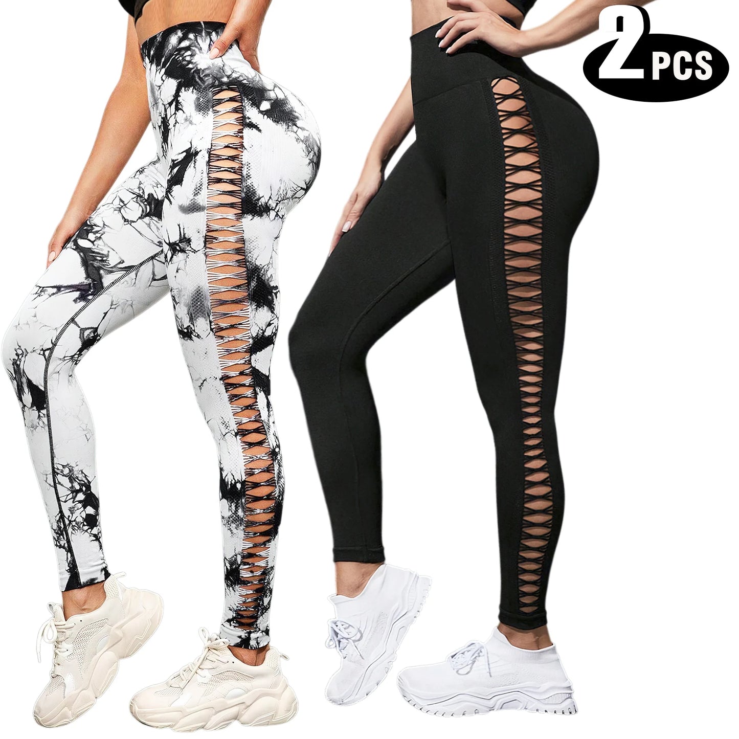 Women's High Waisted Seamless Yoga Leggings Pack of 2