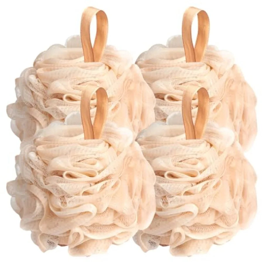 Loofah Bath Sponge Set Exfoliating Mesh Body Scrubber Pouf