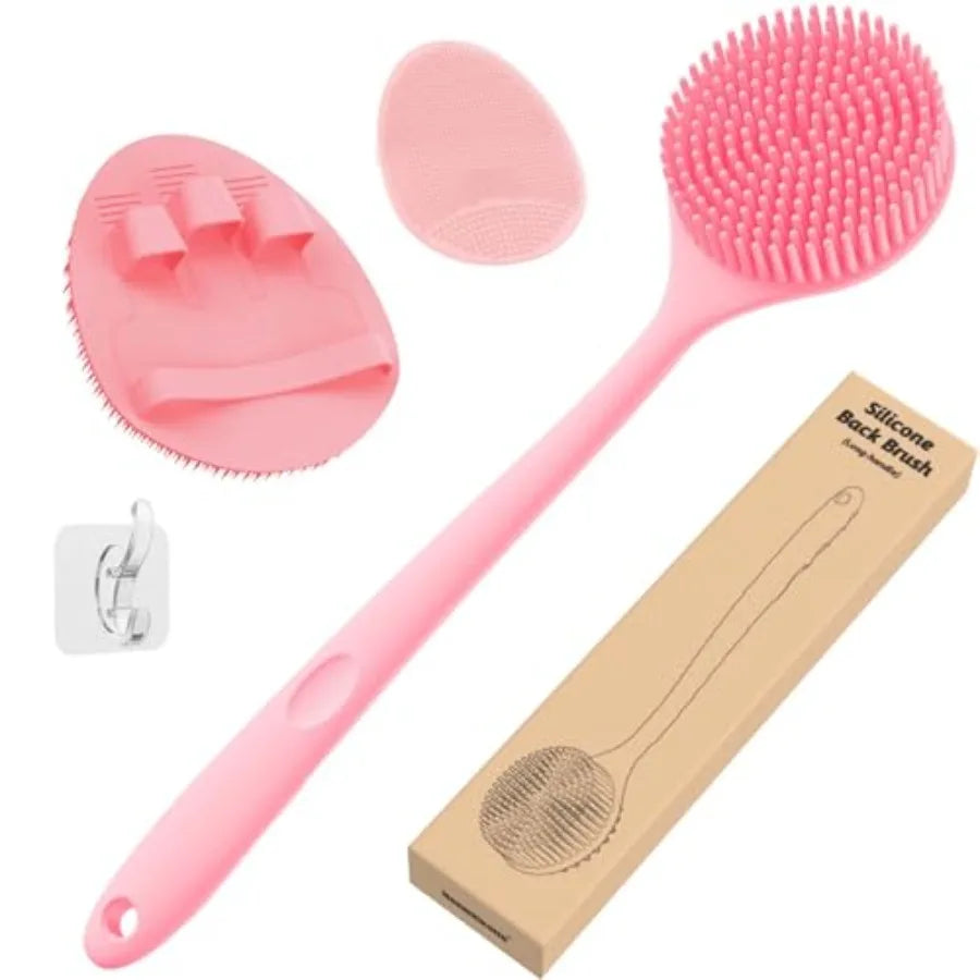 Silicone Back Scrubber Bath Glove and Face Brush 3 Pack