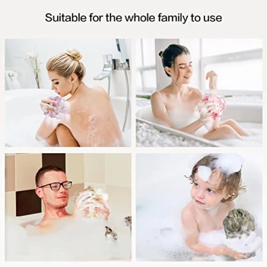 Loofah Bath Sponge Set Exfoliating Mesh Body Scrubber Pouf