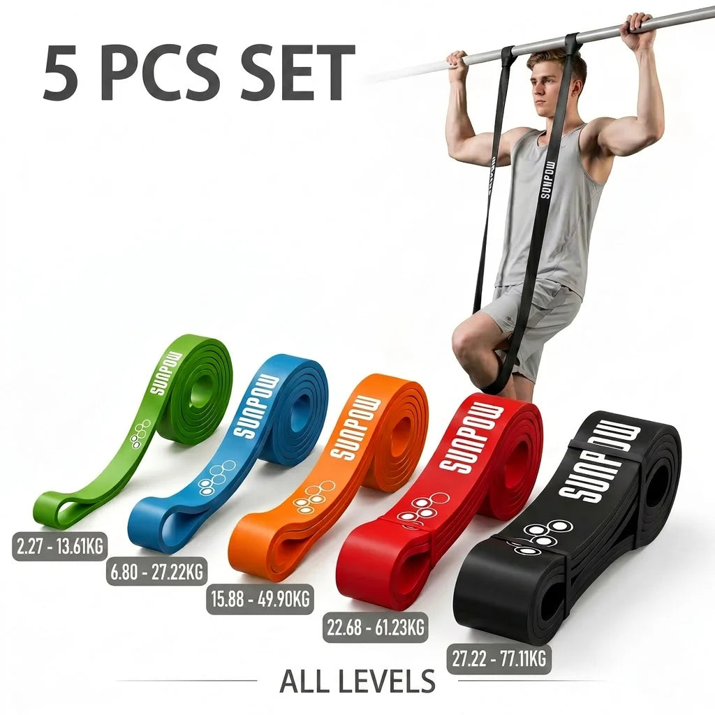 SUNPOW Pull Up Assistance Bands Set 5 Heavy Duty Resistance Bands