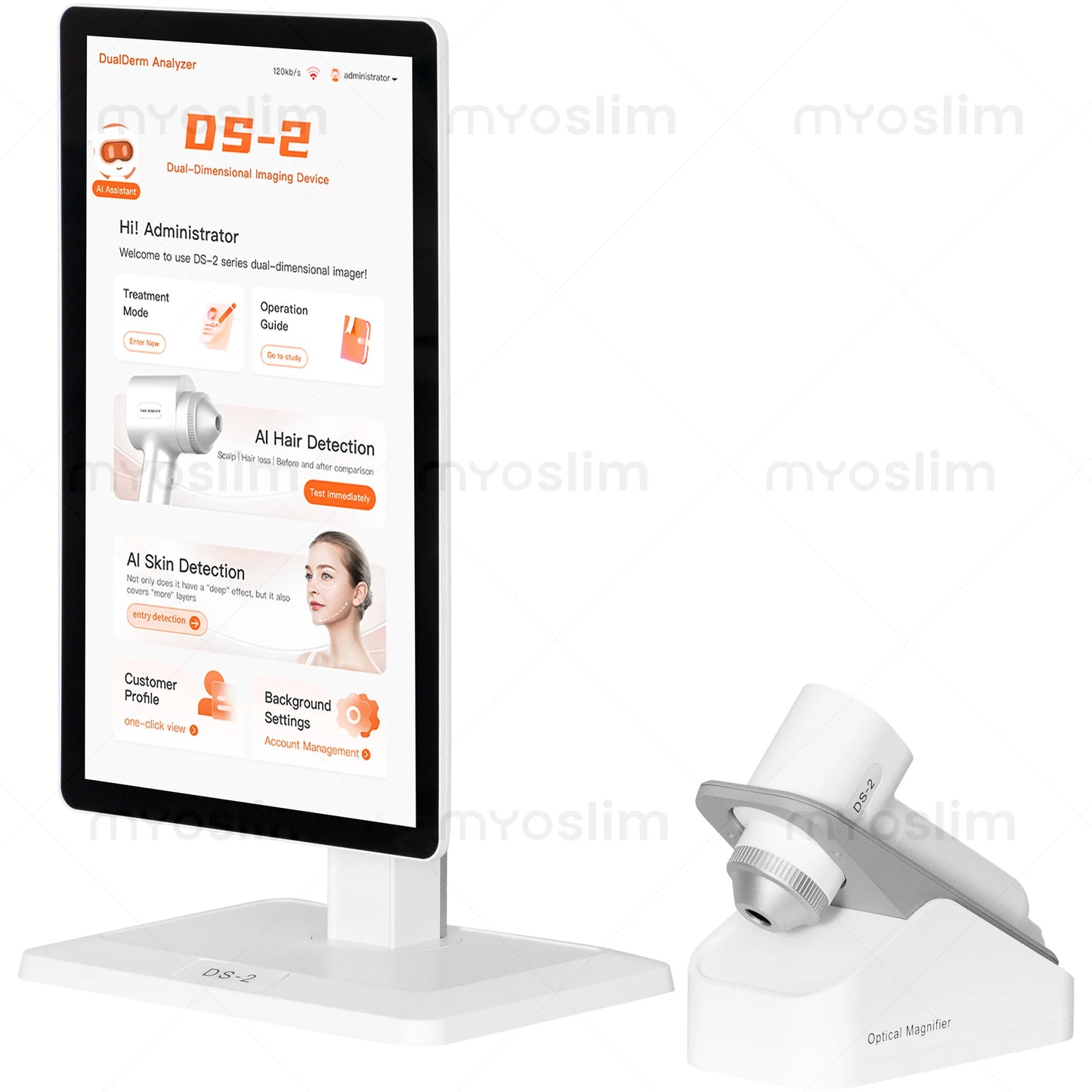 MYOSLIM AI Scalp And Skin Analyzer DS-2 Dual Probe 8MP HD Camera