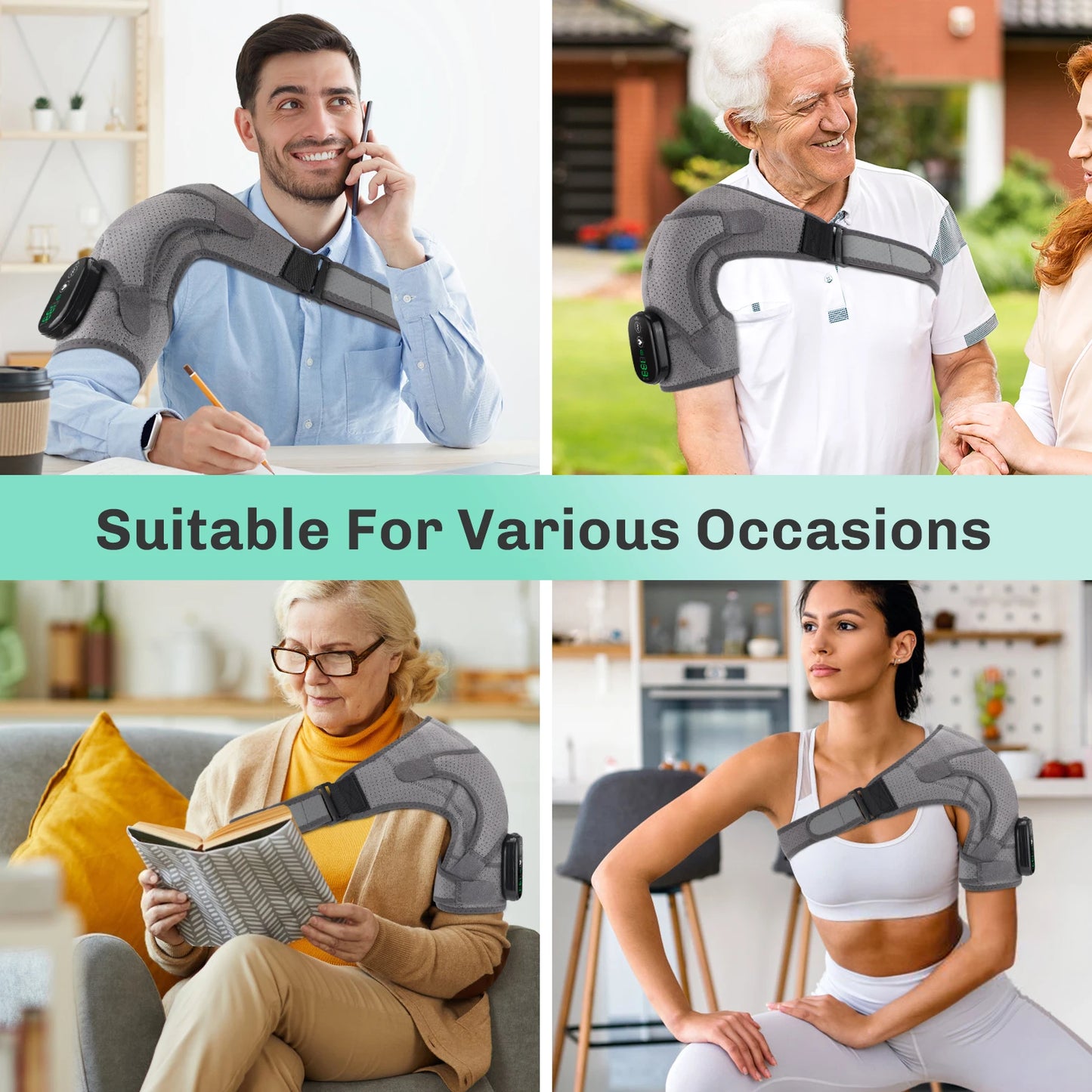Hailicare Adjustable Heating Shoulder Brace With Vibration Massager