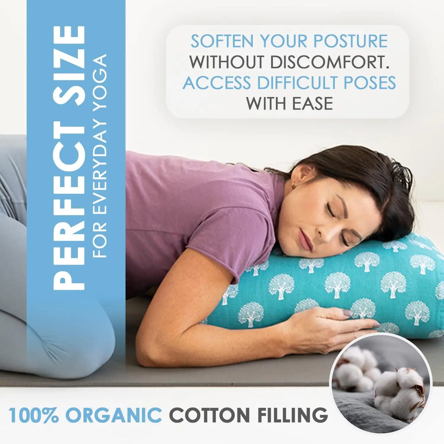 Y O GAYO Yoga Bolster Cotton Pillow With Carry Bag