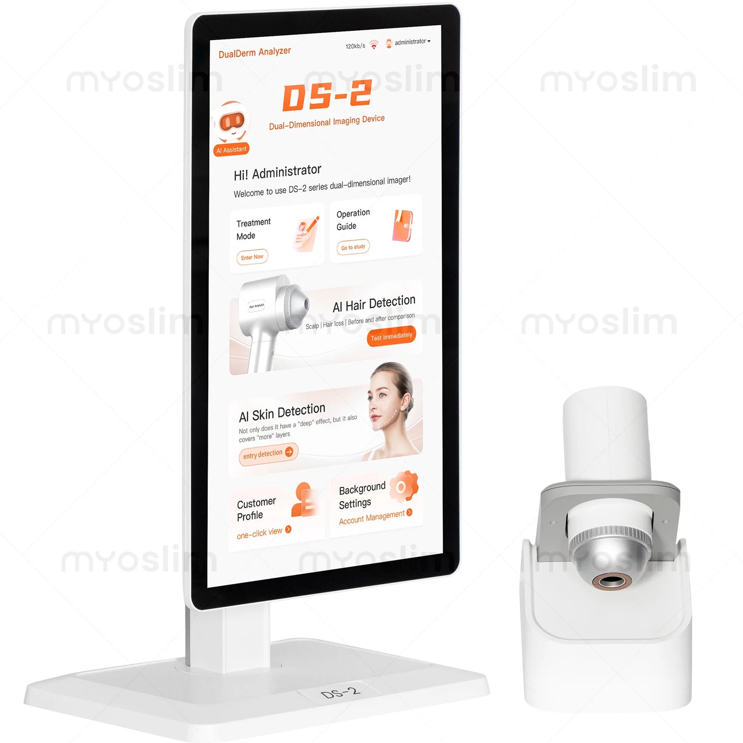MYOSLIM AI Scalp And Skin Analyzer DS-2 Dual Probe 8MP HD Camera