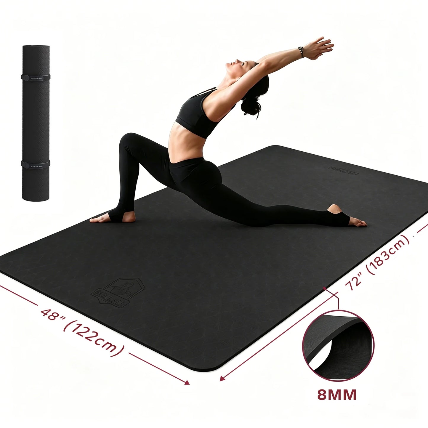 HAPBEAR TPE Yoga Mat Non Slip For Home Workouts Durable