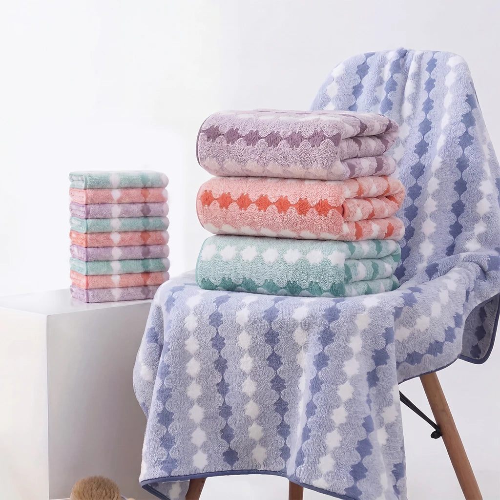 NONE CN Ultra Thick Plush Bathroom and Face Towel Set