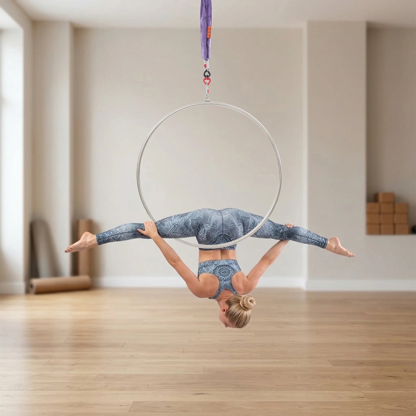 Aerial Hoop Kit With Sling And Carabiners Stainless Steel Ring