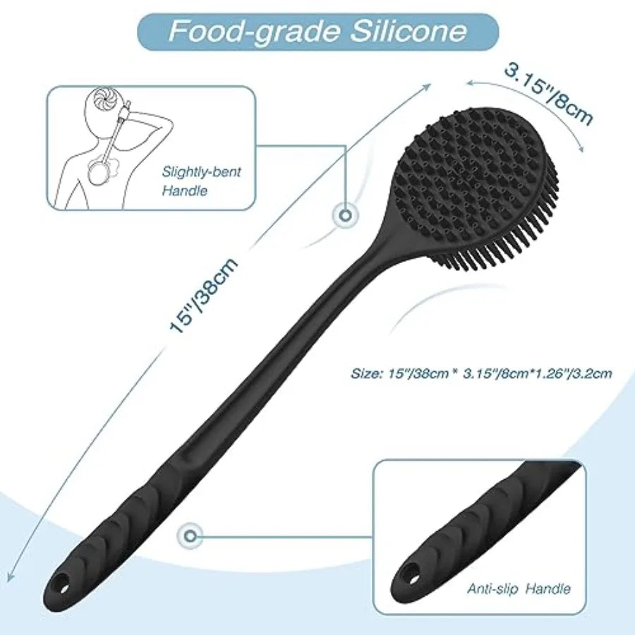 Silicone Back Scrubber Bath Glove and Face Brush 3 Pack
